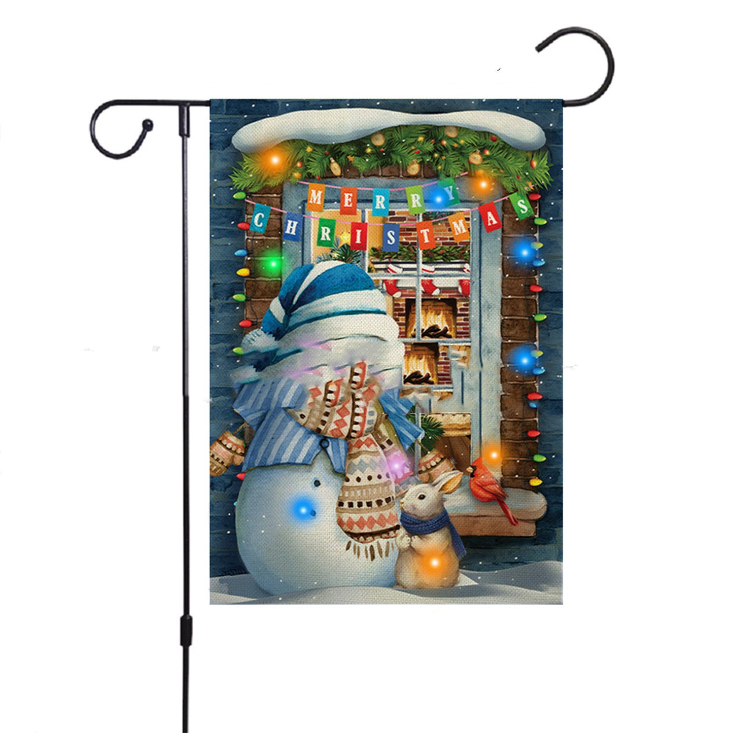 Outdoor Decoration Christmas With Lights Garden Flag