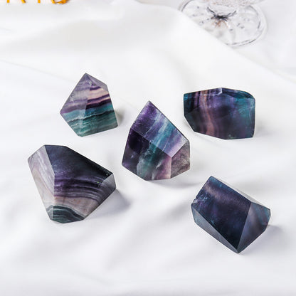 Rainbow Fluorite Polyhedron Ornament Home Decor Crystal