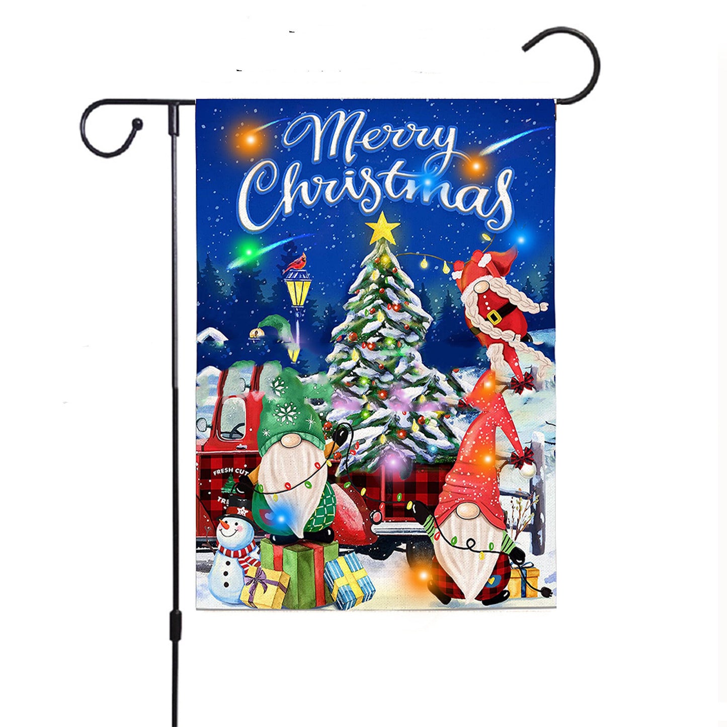 Outdoor Decoration Christmas With Lights Garden Flag