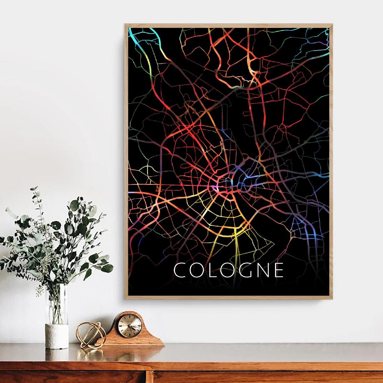 Home Decor Watercolor City Map Canvas Painting