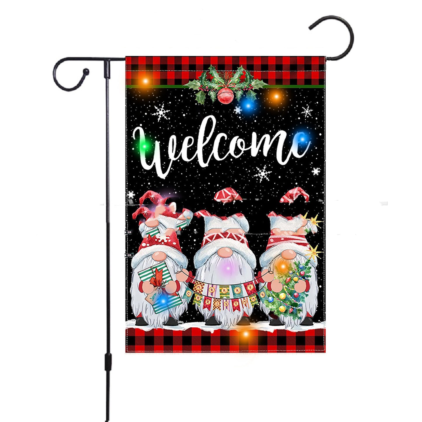 Outdoor Decoration Christmas With Lights Garden Flag